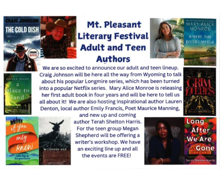 Mt. Pleasant Literary Festival - Adult, Teen & Authors!